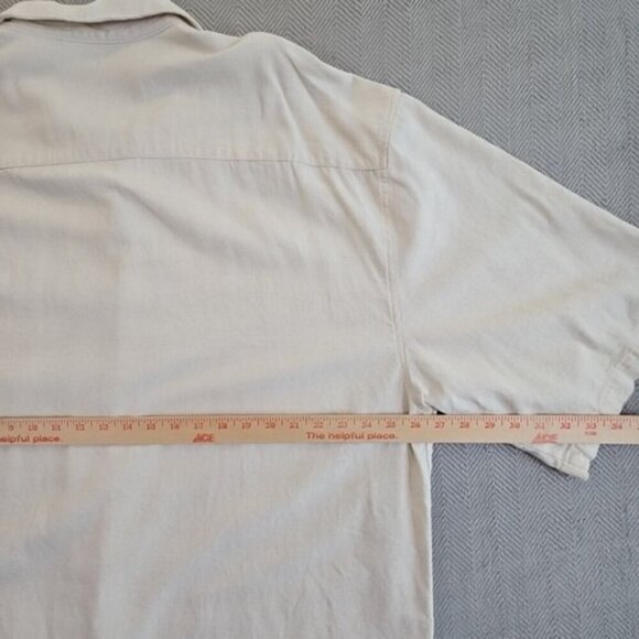 Trust Linen Blend Shirt Men's 5X Natural Tan Short Sleeve Button Down EUC LN - Picture 3 of 10